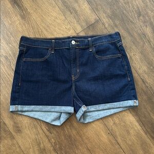 Old Navy Blue Jean Shorts with Cuffed Hems - Dark Wash - Mid Rise